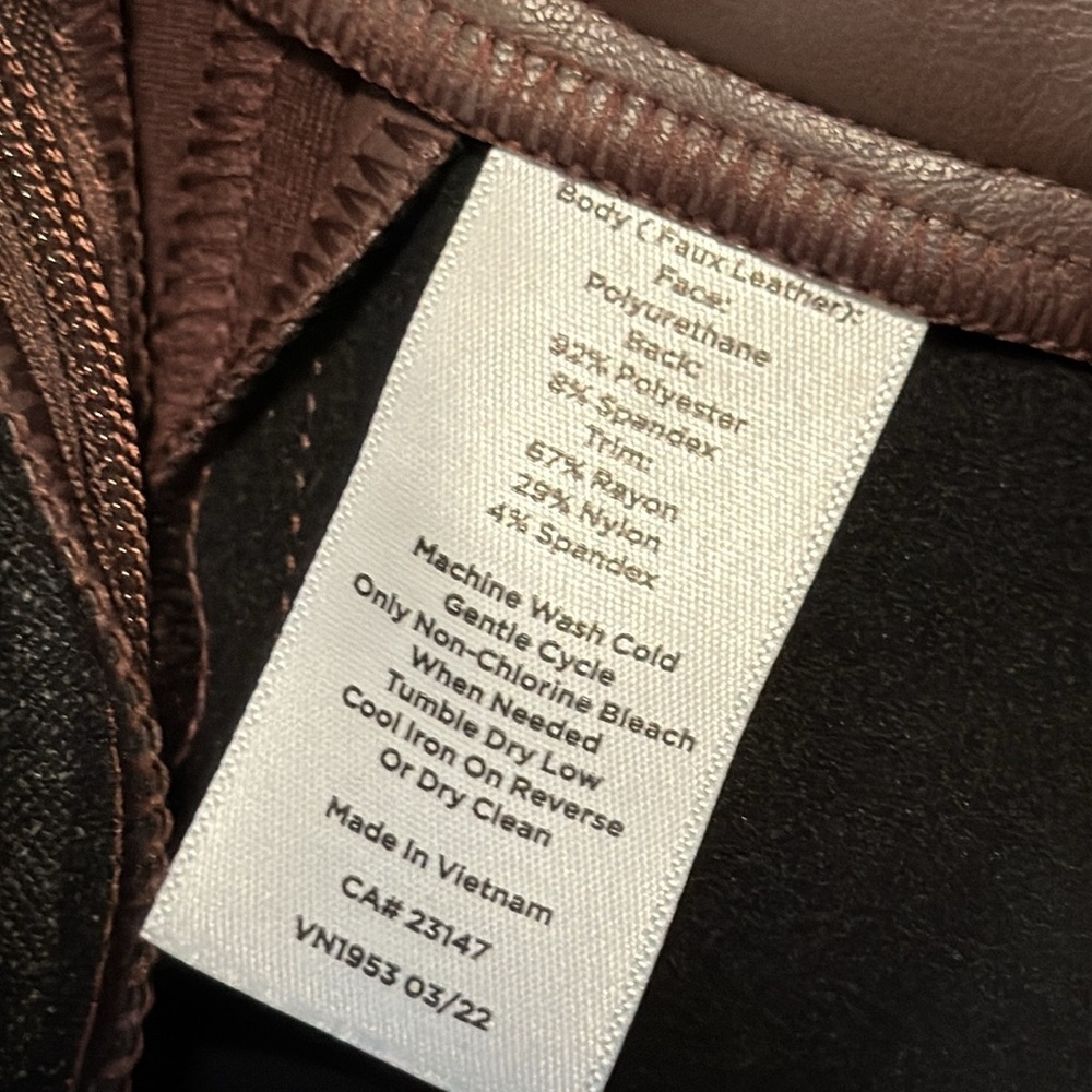 Talbots Chocolate Faux Leather Portland Pant Trousers - Picture 7 of 7